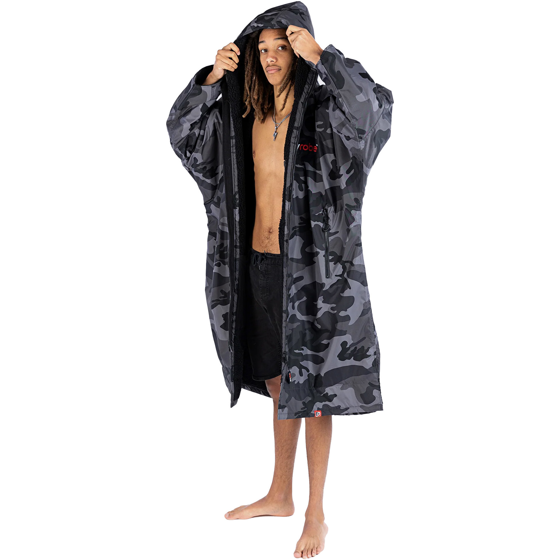 2026 Dryrobe Advance Long Sleeve Change Robe V3 DR104 - Black Camo / Black